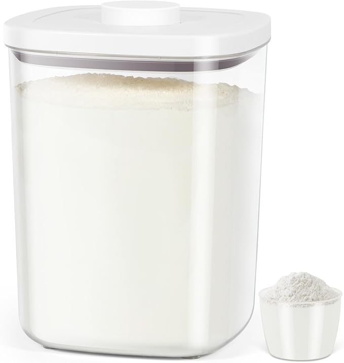 Airtight Rice Container 25 Lbs, Clear PET Plastic Food Storage Container Bin For Flour Sugar, Dry Food Holder with Easy Locking Lid for Kitchen Pantry Organization and Storage