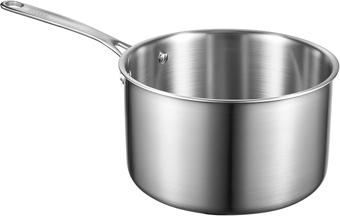 VEVOR 4 QT Saucepan, Stainless Steel Saucepan with Glass Lid, Multipurpose Nonstick Stainless Steel Small Cooking Sauce Pot with Ergonomic Handle, Friendly for Oven, Dishwasher, Induction Cooker