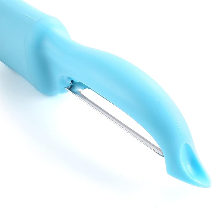 Spring Chef Premium Stainless Steel Vegetable Peeler for Kitchen, Dishwasher Safe Potato Peelers with Non-Slip Handle, Peel Apple, Fruit, Veggie, Carrot, Mango - Set of 2 - Aqua Sky