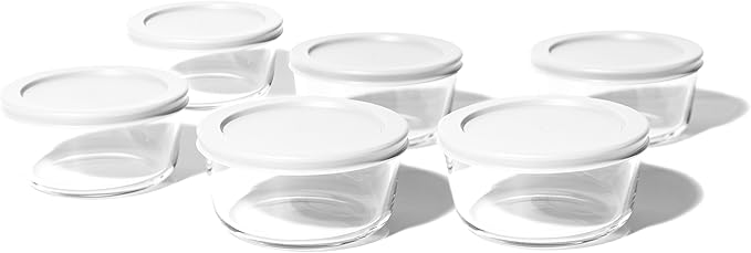 12-Piece Glass Food Storage Containers Set (6 Containers + 6 BPA-Free Lids) | 2-Cup, Leakproof | Microwave, Freezer, Oven & Dishwasher Safe | Ideal for Meal Prep & Pantry Organization