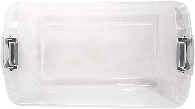 HOMZ 2-Pack Secure Latch, Clear Plastic Storage Organizer Bins, 64 Quart, Gray Latches - Stackable Container Boxes for Bedroom, Bathroom, Garage, and Office Organization