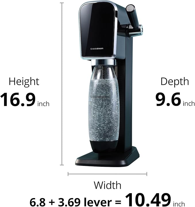 SodaStream Art Sparkling Water Maker Bundle in Black, with 3-Pack CO2 and Carbonating Bottle