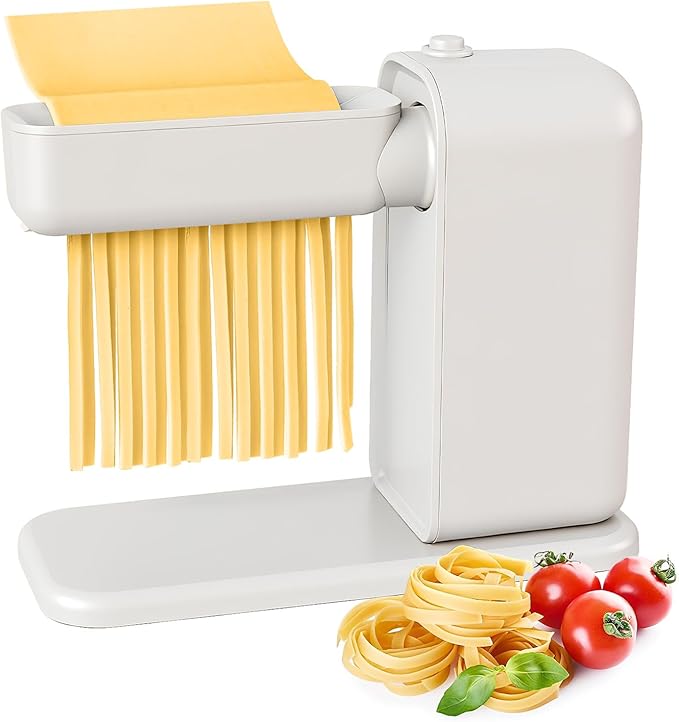 Electric Pasta Maker, 3-in-1 Pasta Maker Machine Includes Pasta Roller Spaghetti Cutter & Fettuccine Cutter with Cleaning Brush, Noodle Maker for Home Use, White