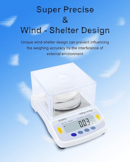 Precision Lab Scale 1200gx0.01 Gram Resolution, 10mg LCD Lab Analytical Scale/Kitchen Scale/Medicine Scale/Industrial Scale/Gold Scales(Support Printing)