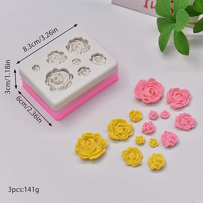 3PCS Rose Flowers silicone molds Cake Chocolate Mold wedding Cake Decorating Tools Fondant Sugarcraft Cake Molds