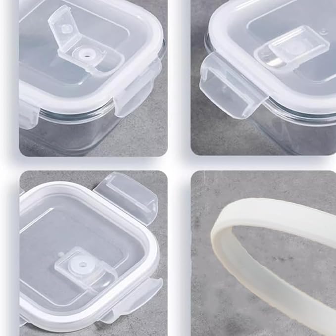 16OZ Square Glass Meal Prep Containers with Lids, 2 Cup Square food Storage Containers, Heat-Resistant BPA-Free Small Glass Food Containers, MicrowaveDishwasherFreezer Safe (4 Pack)