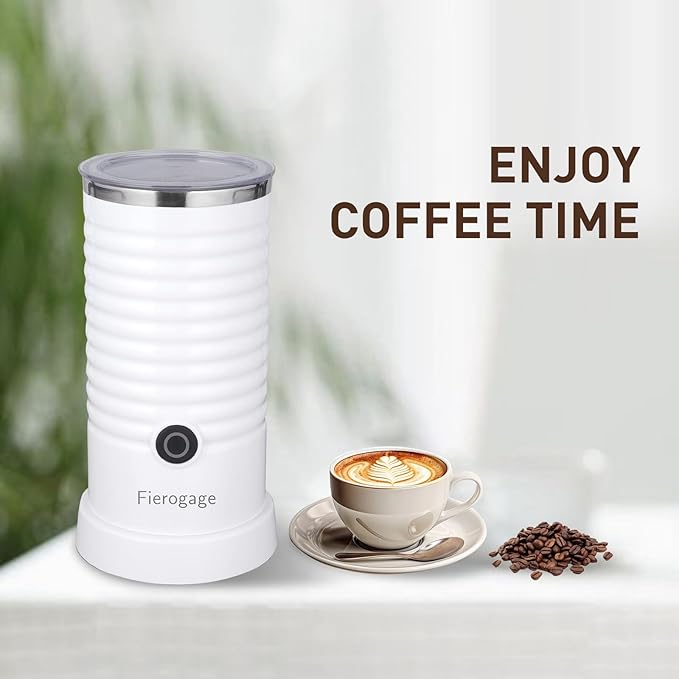 Milk Frother, Automatic Milk Steamer and Heater, 4-in-1 Multifunction Electric Hot and Cold Foam Maker and Milk Warmer for Latte, Cappuccinos, Macchiato, White