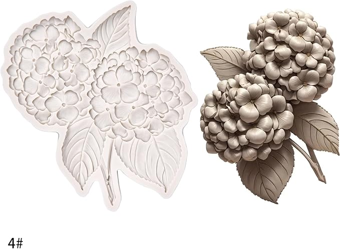 (Four-piece set) Rose and leaves, multiple floral designs, tulips, a string of fruits, DIY silicone molds, cake chocolate molds wedding cake decoration tools, soft candy cake molds