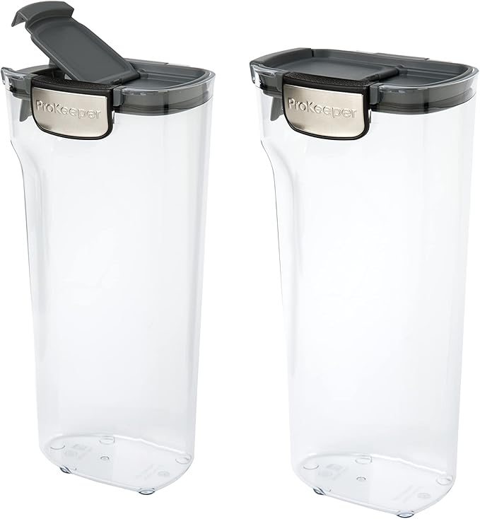 Progressive International ProKeeper+ Clear Plastic Airtight Food Baker's Kitchen Storage Organization Container Canister Set with Magnetic Accessories, 2- Piece Set (Pasta 2.4-Quart)