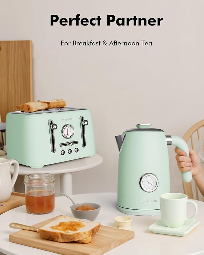 LONGDEEM 1L Small Electric Kettles Stainless Steel, Portable Travel Mini Hot Water Boiler Heater, Cool Touch Teapot, Auto Shut-Off & Boil-Dry Protection for Cooking, Business Trip and More, Green