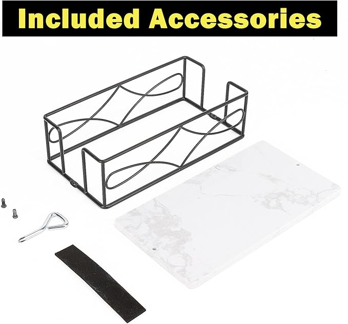 Napkin Holder with Marble Base, Guest Towel Paper Dispenser for Table, Modern Metal Napkin Stand, Ideal for All Bathroom Vanity, Kitchen Decor Accessories (Matte Black, 3.2 Inch)