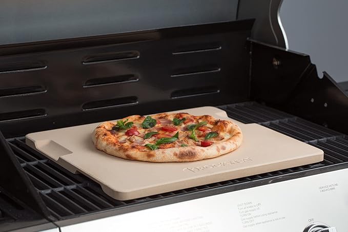 Large Pizza Stone, 20"x13.5" Rectangular Pizza Stone for Oven Grill BBQ, Baking Stone for Pizza Bread with Unique Built-in 4 Handles Design