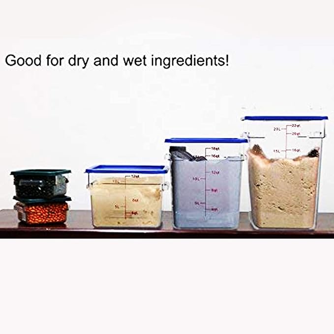 Tiger Chef 18 Quart Commercial Grade Clear Food Storage Square Polycarbonate Containers With Blue Lids 4 Pack