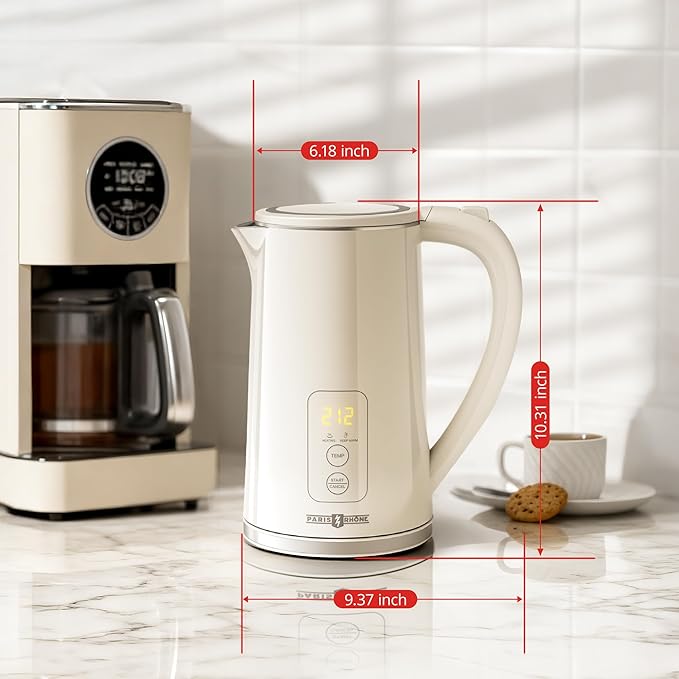 PARIS RHÔNE Electric Kettle Temperature Control, 1.7L Electric Tea Kettle Water Boiler, 4H Keep Warm with 6 Presets, LED Screen Electric Kettles for Boiling Water, Boil-Dry Protection, BPA Free