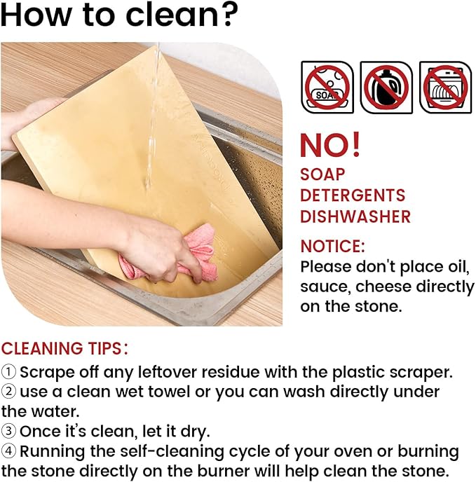 20"x 13.5" Pizza Stone, Cordierite Pizza Pan for Oven Grill and BBQ, Rectangular Large Baking Stone for Bread, Durable Cooking Stone, Thermal Shock Resistant