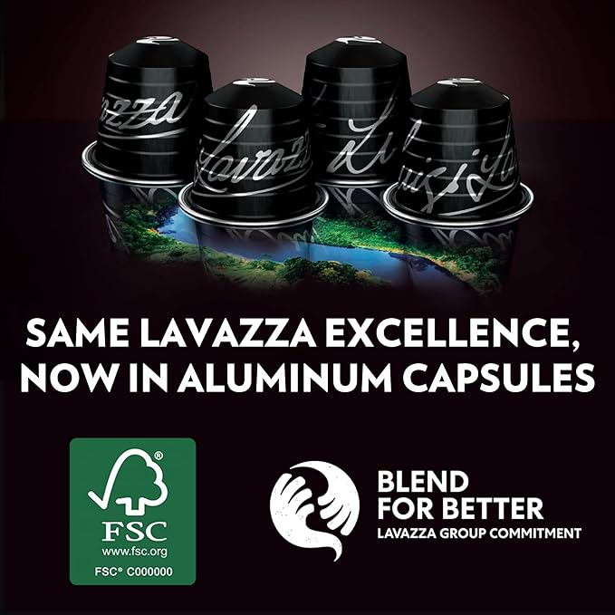 Lavazza Espresso Maestro Intenso Aluminum Capsules Compatible with Nespresso* Original Machines, Medium-Dark Espresso Roast, Arabica and Robusta (60 Capsules)