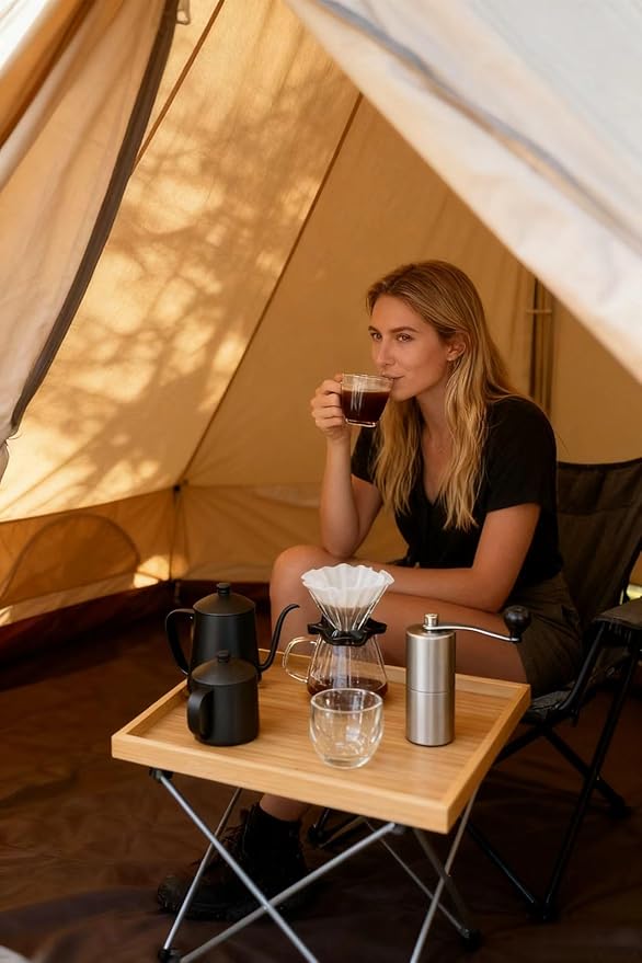 Professional Pour-Over Coffee Kit, 9-Piece Portable Travel Set w/Gooseneck Kettle, Manual Grinder,scale& Accessories, The Ultimate Pour Over Coffee Set