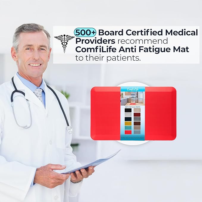 ComfiLife Anti Fatigue Floor Mat – 3/4 Inch Thick Kitchen Mats for Floor, Standing Desk Mat, Kitchen Rug – Comfort at Home, Office – Durable – Stain Resistant – Non-Slip (20" x 39", Scarlet Orange)