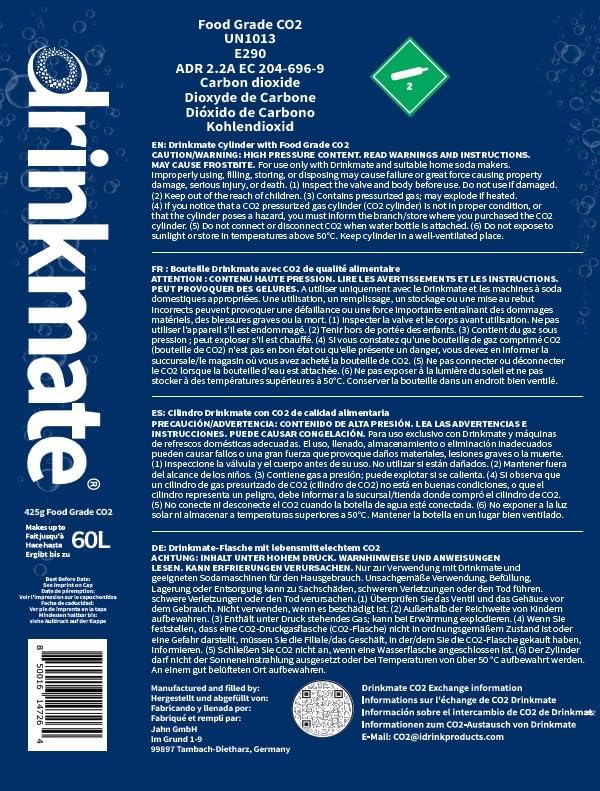 Drinkmate OmniFizz Sparkling Water and Soda Maker, Carbonates Any Drink, Bubble Up Bundle - Includes Two 60L CO2 Cylinders, One Carbonation Bottle, and Fizz Infuser (Arctic Blue)