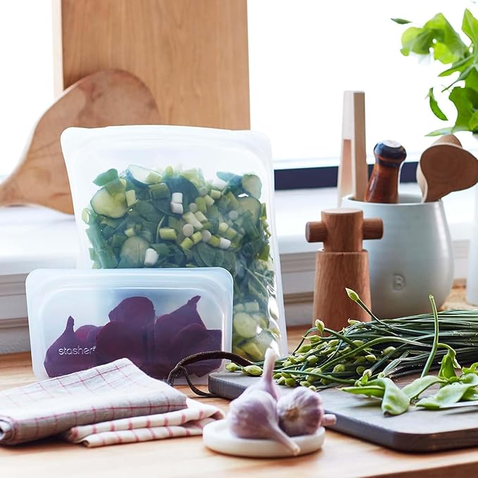 Stasher Premium Silicone Reusable Food Storage Bags, 5-Pack, Tie Dye Multi, Multi-Use Food Storage Bags, Lunch Bag, Travel Containers, BPA Free, Leak-free, Dishwasher-Safe, Eco-friendly