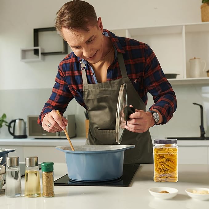 Cornucopia Brands 48oz Square Plastic Jars (3-Pack); Clear Rectangular 6-Cup Canisters w/Black Lids, Easy-Grip Side