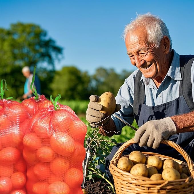 50 Pack Mesh Onion Bags, 11"×18" Reusable Vegetable Produce Bags 10LB with Drawstring for Onions Vegetables Crawfish Citrus Firewood