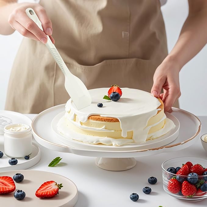 Silicone Cooking Utensils Set - 600°F Heat Resistant, Nonstick Kitchen Utensil Set with Spatulas, Spoons, Whisk, Tongs, BPA Free, Dishwasher Safe, Cream White