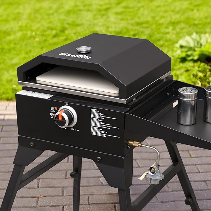 Stanbroil Outdoor Pizza Oven for Blackstone 17" or 22" Tabletop Griddles, Portable Pizza Maker with 13" Pizza Stone and Temperature Gauge, Blackstone Flat Top Gas Grill Accessories