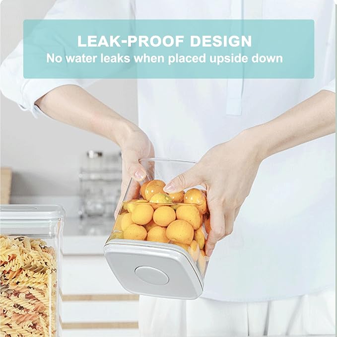 Airtight Food Storage Container - 1.2qt / 1200ml Square Pop Containers With Lids, Bpa Free Stackable Container for Coffee Cereal Flour Spaghetti Rice Kitchen Organizer