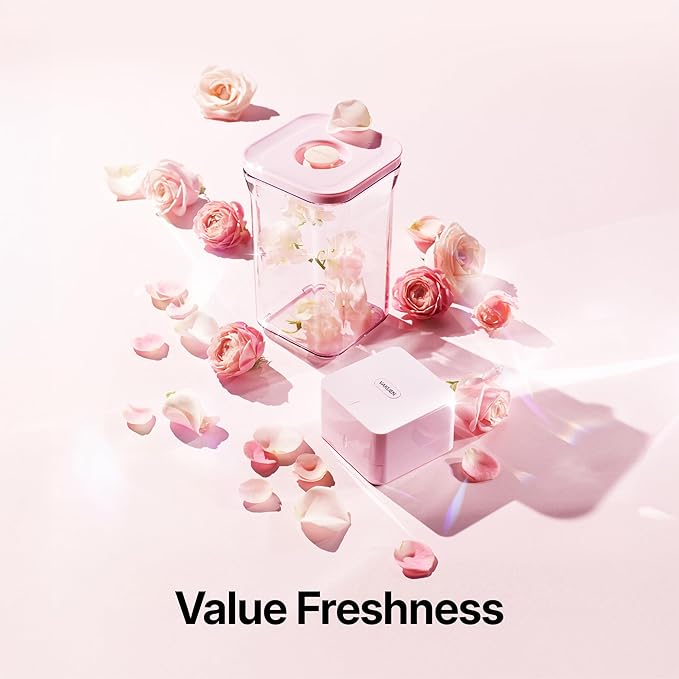 VAKUEN Premium Airtight Food Storage Containers ROSE Pink Lid, 1.0L(1.06qt) x2pcs Container. Patented Double Silicone Lining, 100% Leak Proof, BPA-FREE