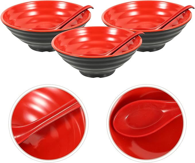 Vintage Ramen Bowl Set Multi-use Noodle and Rice Bowls with Premium Sturdy Material for Instant Noodles Desserts and Asian Dishes Kitchen Tableware with Fine Craftsmanship
