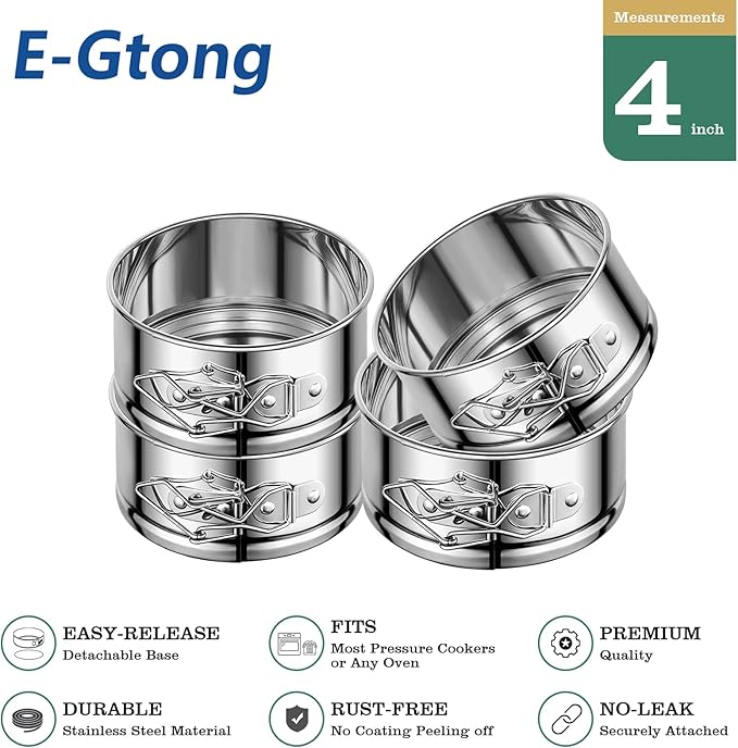 4" Springform Cake Pan, 4 Pcs Stainless Steel Springform Pans with 50 Pcs Paper Liners, Leakproof & Nonstick Cheesecake Pan with Removable Bottom, Small Cake Pan for Mini Pizzas Quiches