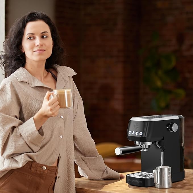 CASABREWS 3700 Essential Espresso Machine 20 Bar, Professional Espresso Coffee Machine with Steam Milk Frother, Coffee Maker Cappuccino Latte Machine with 43.9oz Removable Water Tank, Black