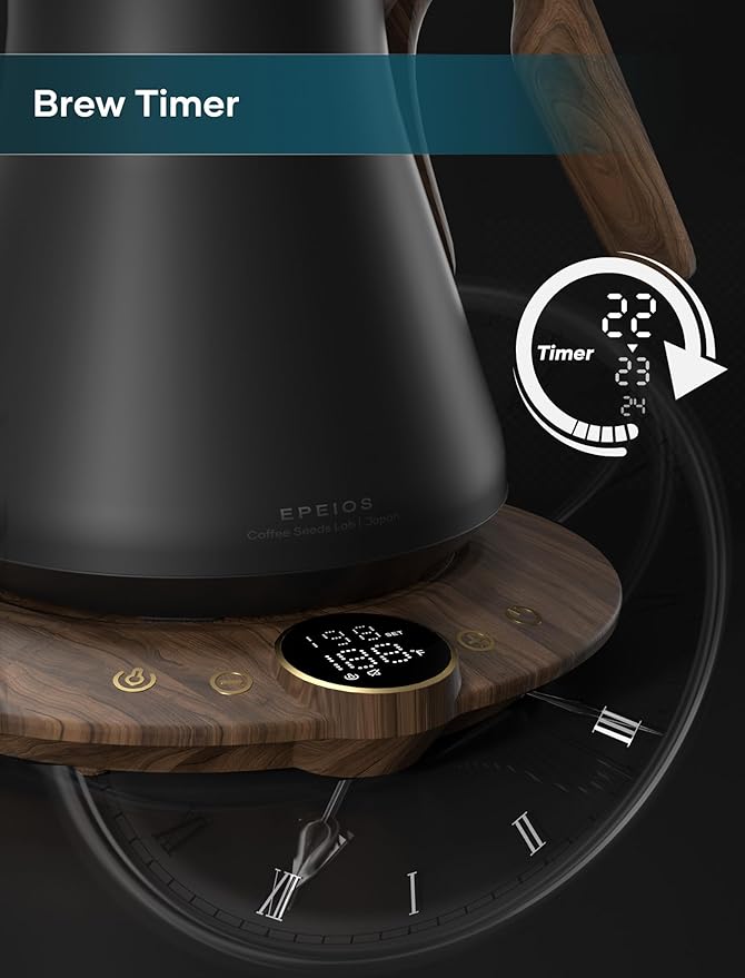 Electric Kettles, INTASTING Gooseneck Electric Kettle, ±1℉ Temperature Control, Stainless Steel Inner, Quick Heating, for Pour Over Coffee, Brew Tea, Boil Hot Water, 0.9L (Glossy Black)