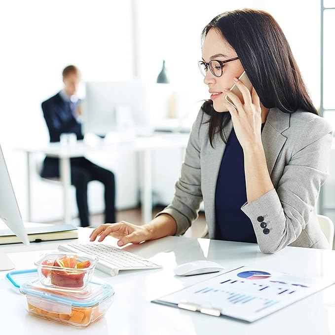 Moss & Stone 10-Piece Borosilicate Glass Meal Prep Containers – 100% Leak-Proof Snap-Lock Lids, Airtight & BPA-Free – Freezer, Microwave & Oven Safe (Glass Only) – Stackable/Nestable Food Storage Set