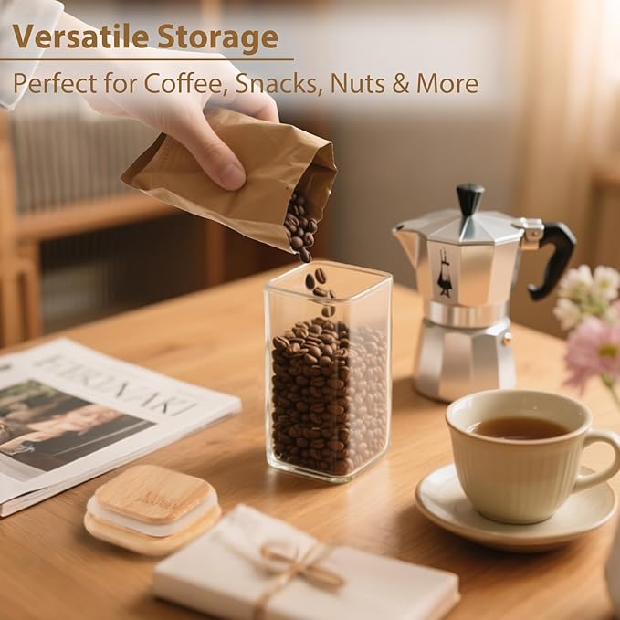 12 Pack 10 oz Square Glass Spice Jars with Lids and Labels – Airtight Small Spice Containers Set, Clear Glass Storage Jars for Seasoning, Spices, Kitchen Pantry Organization