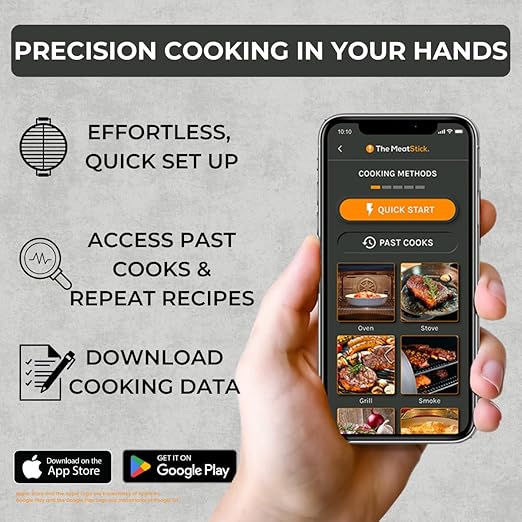 MeatStick 4X Wireless Meat Thermometer for Grilling and Smoking, Bluetooth Temperature Probe with 4 Sensors, 650ft+ Range for BBQ, Smoker, Oven