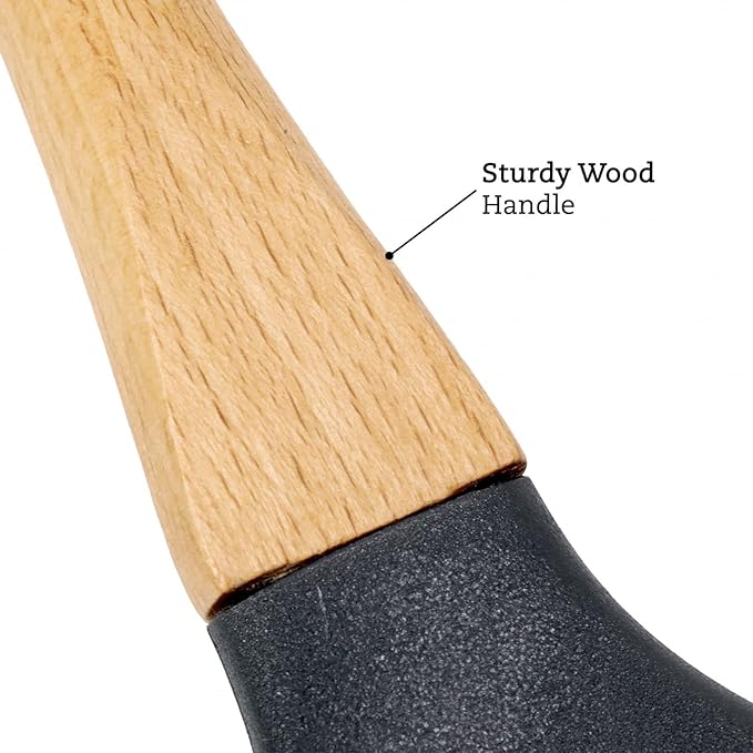 Beille 5pc Dark Grey Nylon Wooden Kitchen Utensils with Cooking Spoons, Soup Ladle, Skimmer Spoon and Spatula, 13 Inch