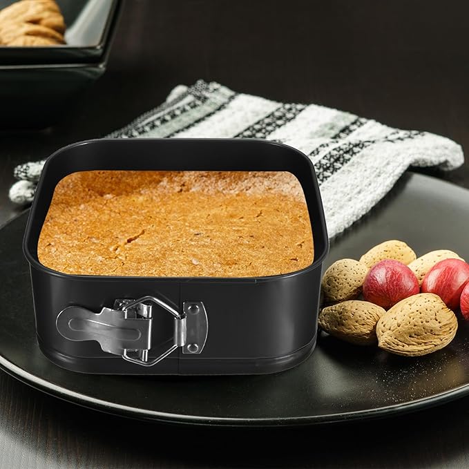 uxcell 7/8/9 Inch Springform Pan Nonstick Cake Pan with Removable Bottom Square Leakproof Cake Baking Pans Molds for Baking, Cheese Cakes, Pizza, Biscuits, Black