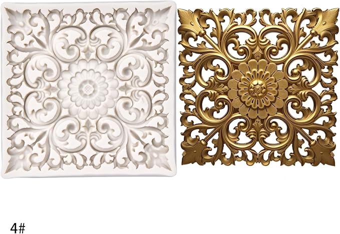 (Four-Piece Set) Picture Frame Flowers, Flowers and Girls, Vintage Carving, Silicone Mold - Resin Mold - Home Decor DIY Tools - Jewelry Casting Clay Plaster Mold