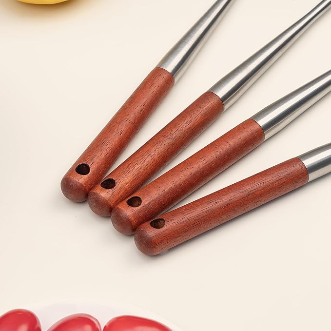 FJNATINH Silicone Spatula and Turner Set - Slotted Spatulas,Non Stick Heat-Resistant Cooking Utensils BPA Free Kitchen Utensils Cookware Wooden Handle (Walnut Handle-Spatulas 2PCS)