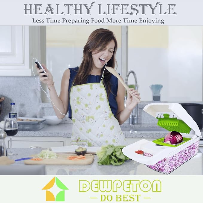 Pro-Series 16-in-1 Mandoline Slicer & Spiralizer, Veggie Chopper with Container for Onion Salad & More