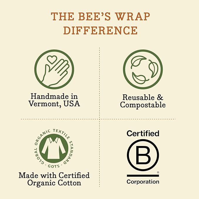 Bee's Wrap Beeswax Wraps for Food - Made in USA Reusable & Organic Food Wraps, Sandwich Wrap & Bowl Covers - Eco-Friendly Alternative to Aluminum Foil & Plastic Wrap, Ocean 3 Pack (S, M, L)