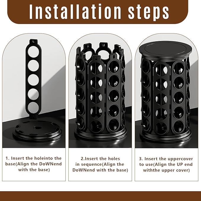 K Cup Holder, Coffee Pod Storage Carousel Holder Organizer Compatible with 40 Keurig K-Cup Pods, Home or Office Kitchen Counter Organizer(Black)