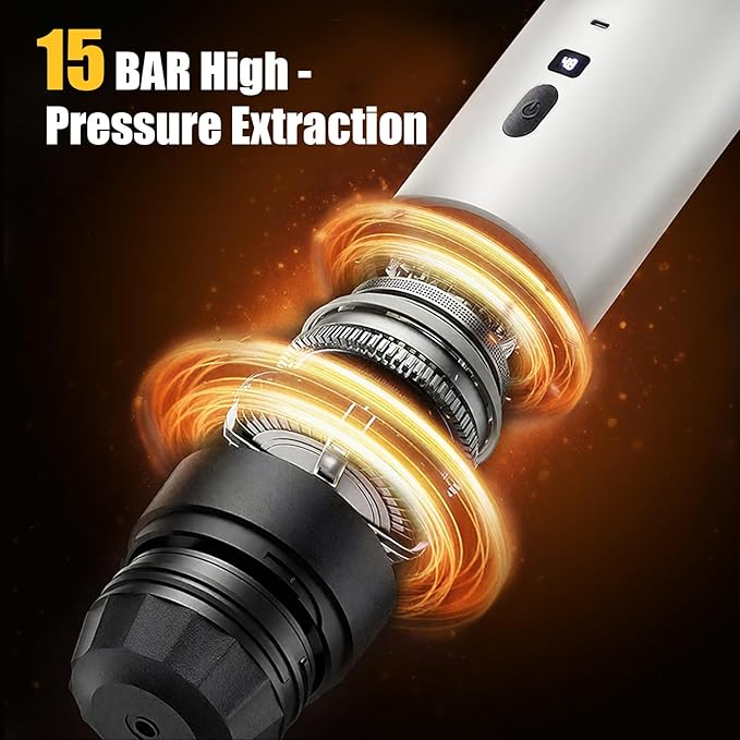 Portable Coffee Maker Espresso Machine with 7800mAh Battery & Digital Display, Self-Heating Travel Coffee Maker for Camping, Car, USB-C Compatible with Ground Coffee & NS Capsules RV Hiking Office