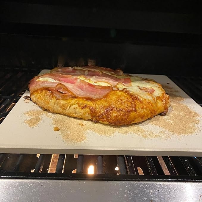 "16 inch Pizza Stone for Oven Baking & BBQ Grilling, Universal Large Rectangle Baking Stone Bread Pan for Baking Bread Pizzas, Oven Stone for Gas Grill, Durable Rectangular Cordierite Cooking Stone"
