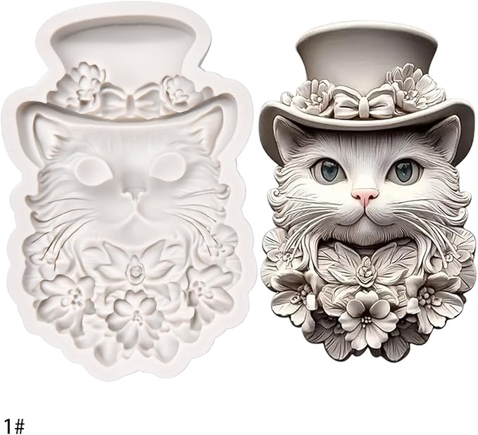 (Four-piece set) Cat with a hat, sitting elephant, sausage dog, DIY silicone mold, cake chocolate mold, wedding cake decoration tool, soft cake