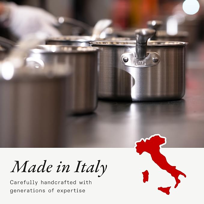 Made In Cookware - 2 Quart Stainless Steel Saucier Pan - 5 Ply Stainless Clad - Professional Cookware - Crafted in Italy - Induction Compatible