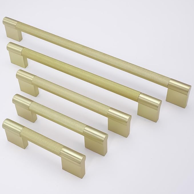 10 Pack 12-5/8 inch(320mm) Brushed Brass Kitchen Cabinet Handles Knurled Cabinet Pulls Gold Drawer Pulls Kitchen Hardware