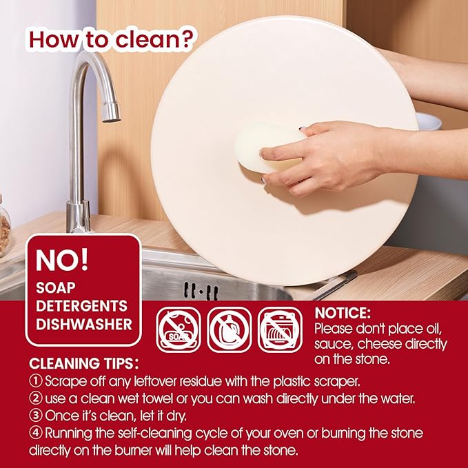 12.6" x 0.4" Coating Pizza Stone, Cordierite & Ceramic Round Pizza Stones for Oven Grill BBQ, Food Grade Baking Stone for Pizza and Bread, Outdoor Pizza Accessories for Grilling